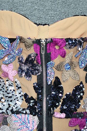 
                      
                        Strapless Black Sequin Appliques Column Long Dress
                      
                    