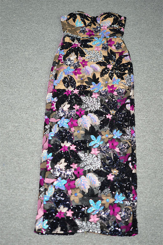 
                      
                        Strapless Black Sequin Appliques Column Long Dress
                      
                    