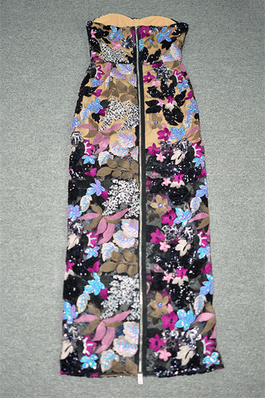 
                      
                        Strapless Black Sequin Appliques Column Long Dress
                      
                    