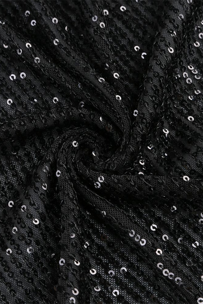 
                      
                        Strapless Black Sequin Short Dress with Removable Bow
                      
                    