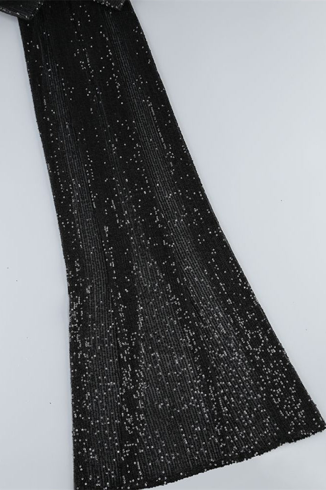 
                      
                        Strapless Black Sequin Short Dress with Removable Bow
                      
                    