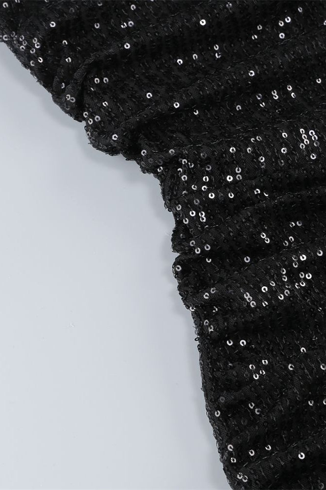 
                      
                        Strapless Black Sequin Short Dress with Removable Bow
                      
                    