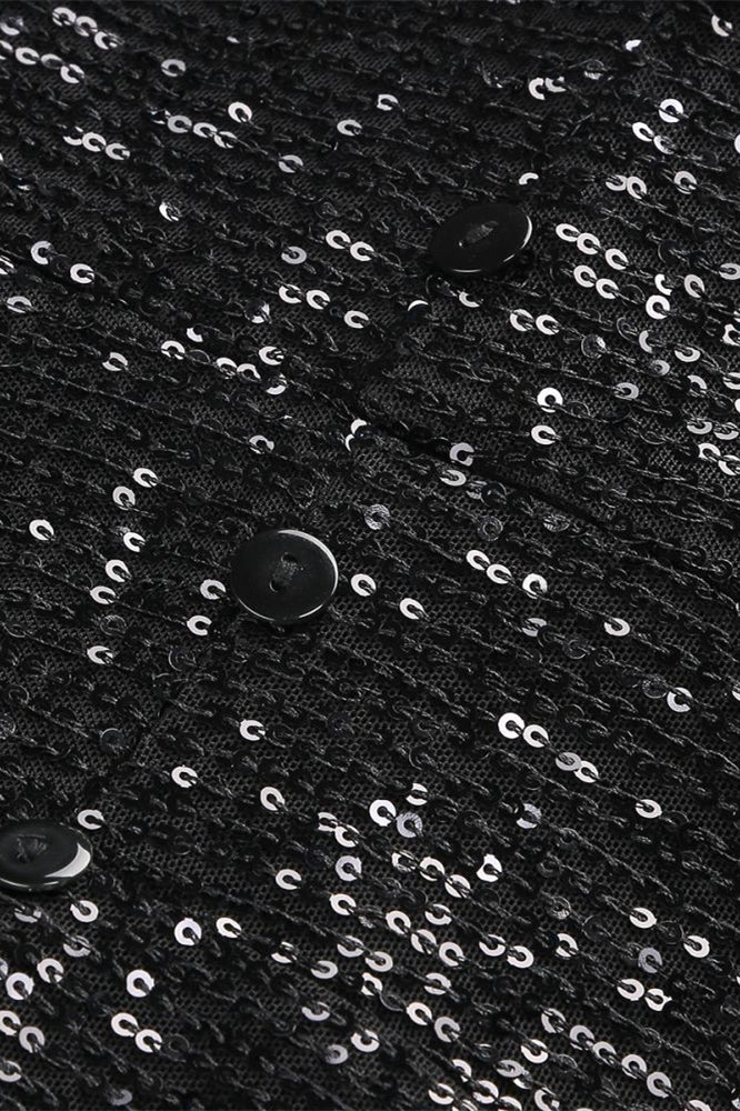 
                      
                        Strapless Black Sequin Short Dress with Removable Bow
                      
                    