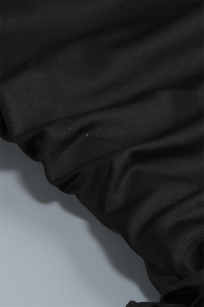 
                      
                        Strapless Black Sheath Long Dress with Rosette
                      
                    