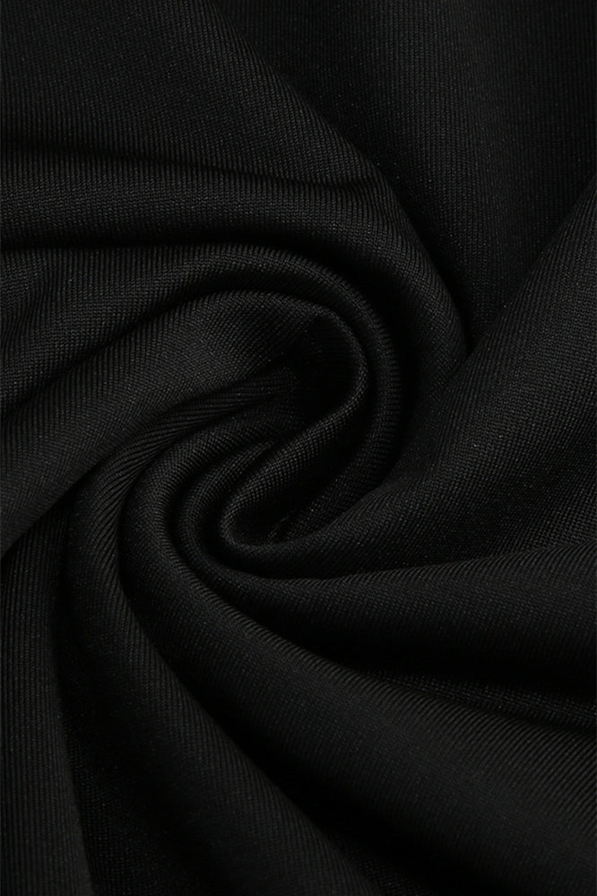 
                      
                        Strapless Black Sheath Long Dress with Rosette
                      
                    