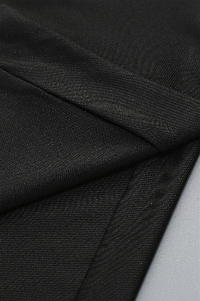 
                      
                        Strapless Black Sheath Long Dress with Rosette
                      
                    