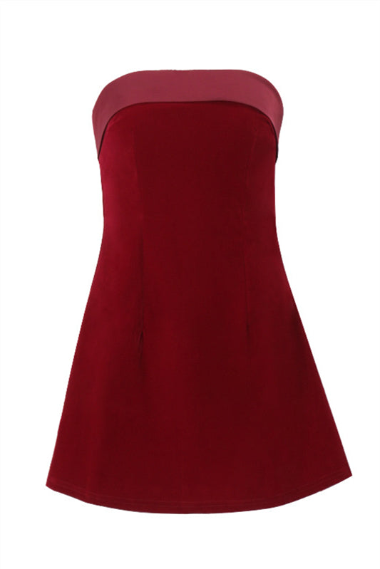 
                      
                        Strapless Black Velvet A-line Short Dress
                      
                    