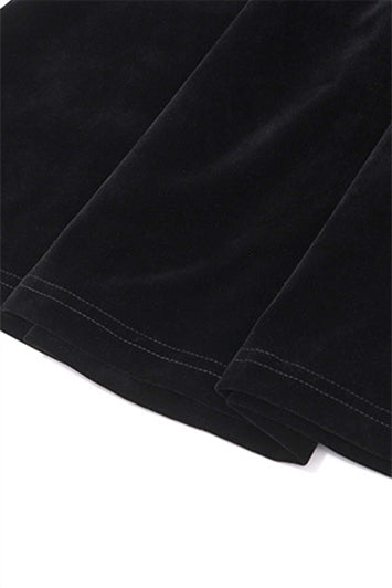 
                      
                        Strapless Black Velvet A-line Short Dress
                      
                    