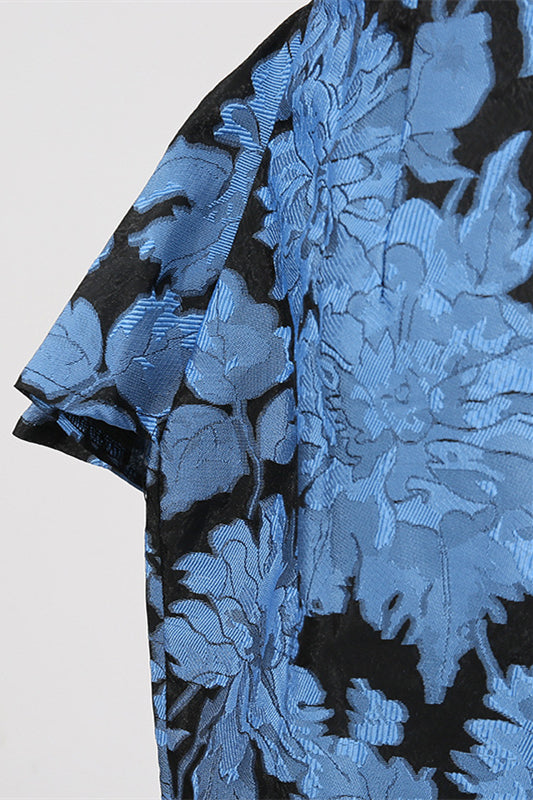 
                      
                        Strapless Blue Floral Print Short Dress
                      
                    