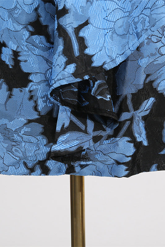 
                      
                        Strapless Blue Floral Print Short Dress
                      
                    