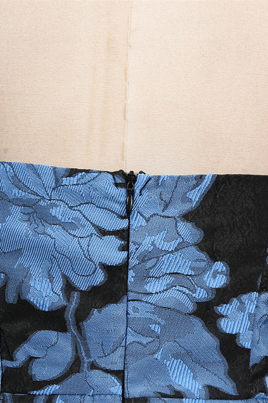 
                      
                        Strapless Blue Floral Print Short Dress
                      
                    