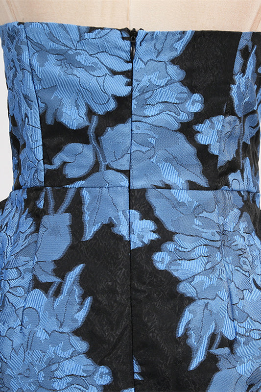 
                      
                        Strapless Blue Floral Print Short Dress
                      
                    