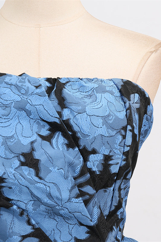 
                      
                        Strapless Blue Floral Print Short Dress
                      
                    