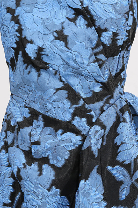 
                      
                        Strapless Blue Floral Print Short Dress
                      
                    