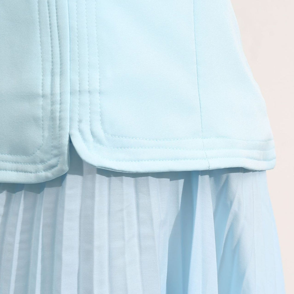 
                      
                        Strapless Blue Pleated A-line Long Dress
                      
                    