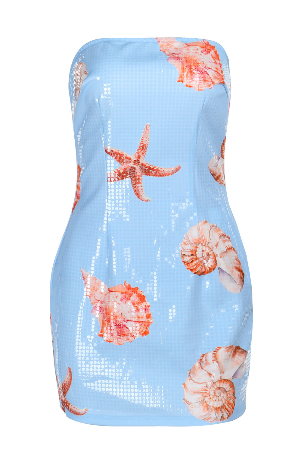 Strapless Blue Starfish Bodycon Short Dress