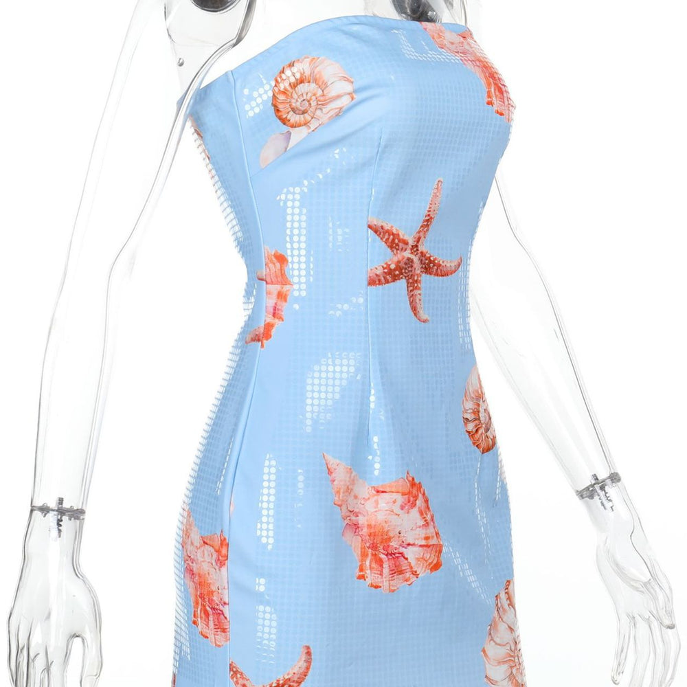 
                      
                        Strapless Blue Starfish Bodycon Short Dress
                      
                    