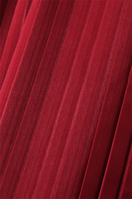 
                      
                        Strapless Burgundy Pleated Chiffon Long Dress
                      
                    