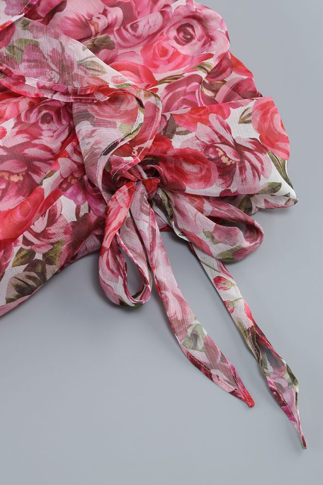 
                      
                        Strapless Floral Print Bodycon Short Dress with Rosette
                      
                    