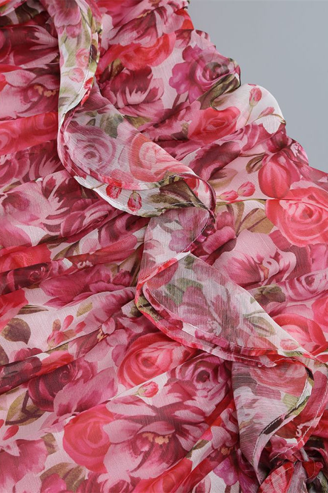 
                      
                        Strapless Floral Print Bodycon Short Dress with Rosette
                      
                    