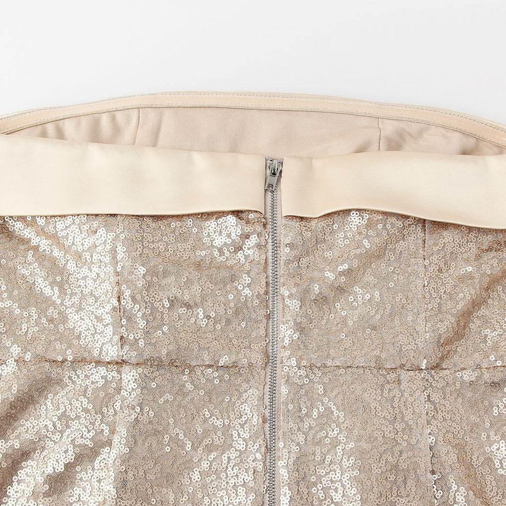 
                      
                        Strapless Gold Sequin Bodycon Short Dress
                      
                    