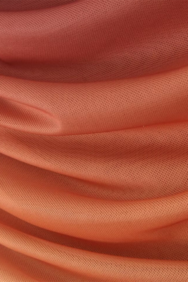 Strapless Gradient Color Ruched Short Dress with Shawl