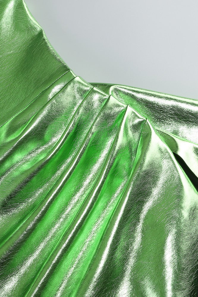 
                      
                        Strapless Green Ruched Short Dress with Streamer
                      
                    