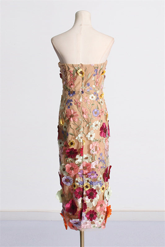 
                      
                        Strapless Lavender 3D Floral Sheath Maxi Dress
                      
                    