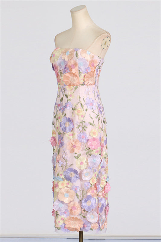 
                      
                        Strapless Lavender 3D Floral Sheath Maxi Dress
                      
                    
