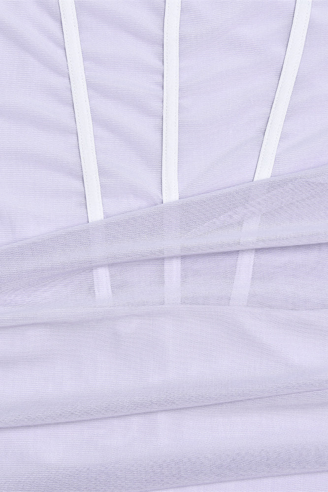 
                      
                        Strapless Light Purple Ruched Bodycon Short Dress
                      
                    