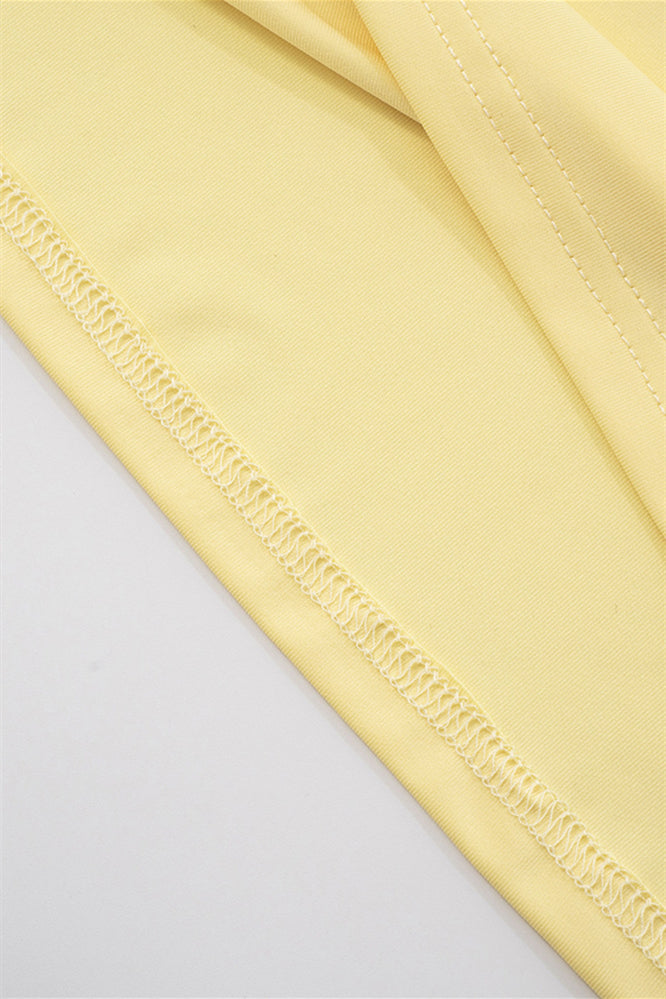 
                      
                        Strapless Light Yellow Twist Lace Stitching Maxi Dress
                      
                    