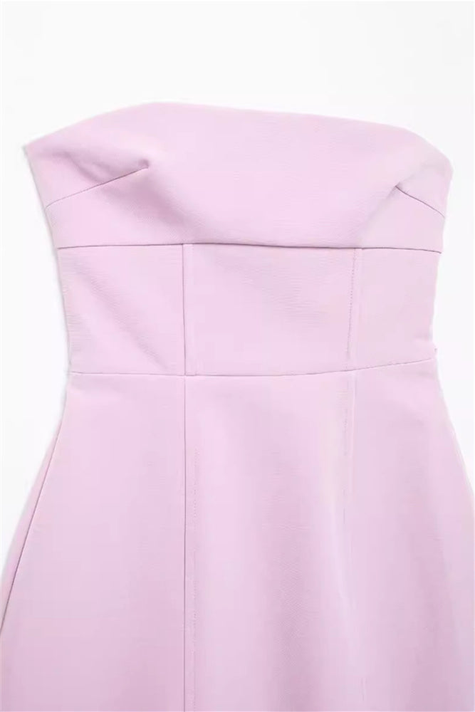 
                      
                        Strapless Lilac A-line Short Dress with Bow
                      
                    