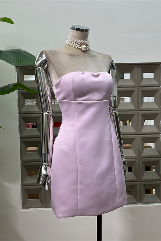 
                      
                        Strapless Lilac High Waist A-line Short Dress
                      
                    