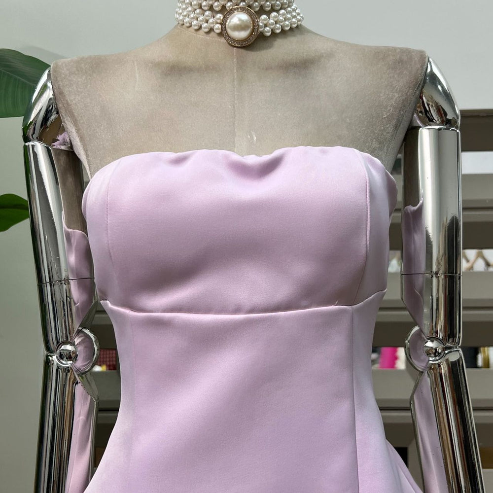 
                      
                        Strapless Lilac High Waist A-line Short Dress
                      
                    