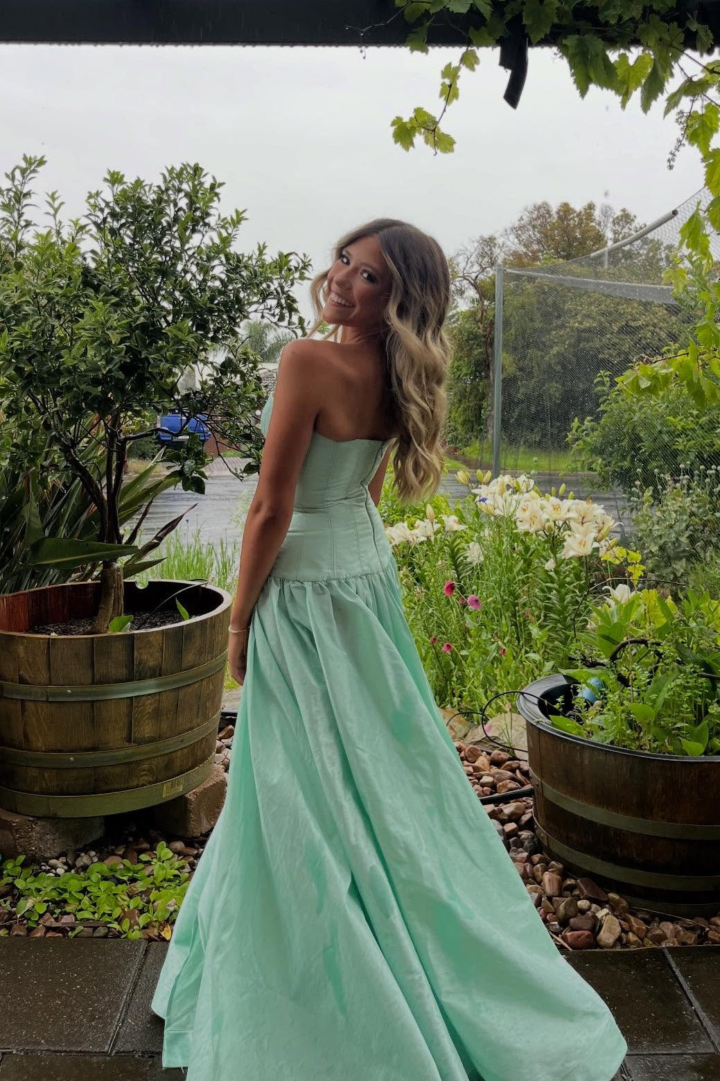 strapless mint green maxi dress Final Sale Plus Size Smocked Top Strapless Gauze Maxi Dress in Mint