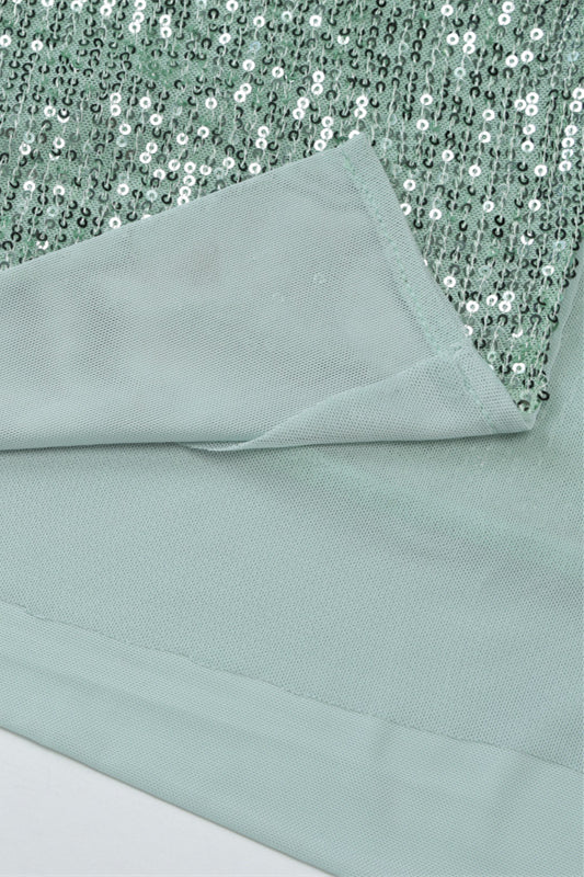 
                      
                        Strapless Mint Green Sequin Long Dress with Slit
                      
                    