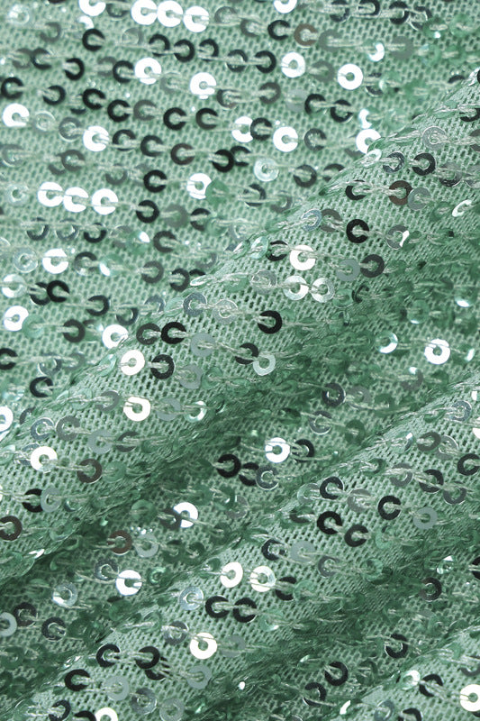 
                      
                        Strapless Mint Green Sequin Sheath Long Dress with Streamer
                      
                    