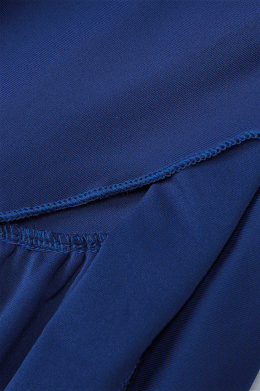 
                      
                        Strapless Navy Blue Irregular Hem Long Dress with Slit
                      
                    