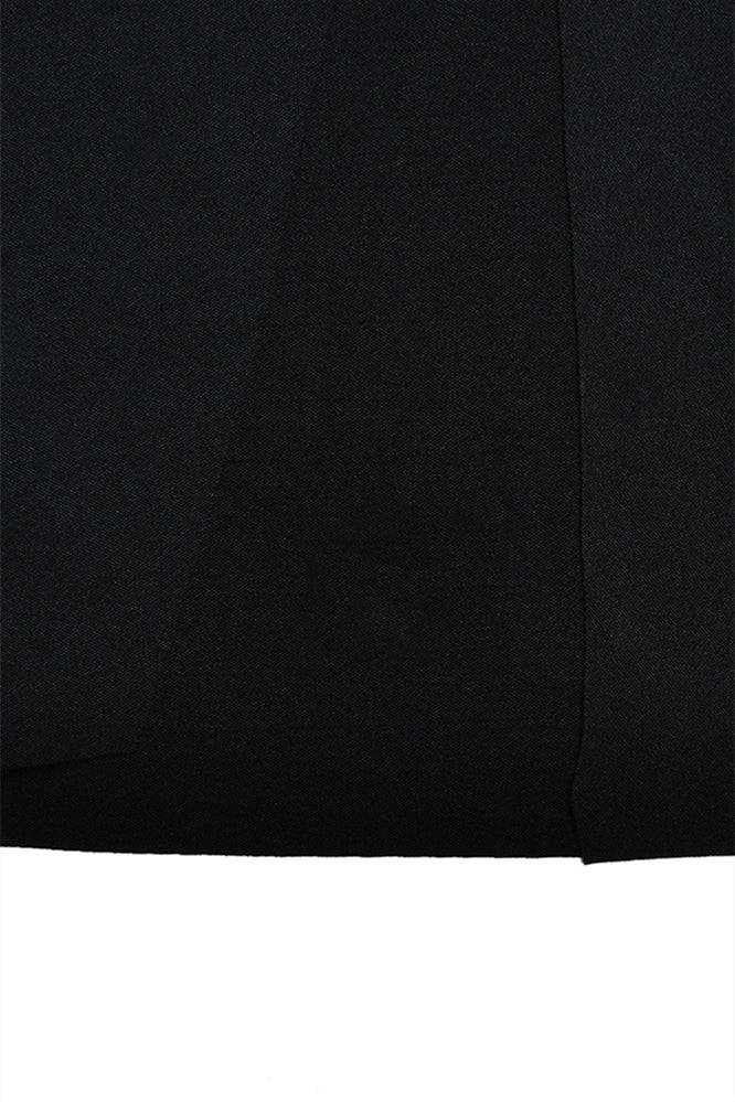 
                      
                        Strapless Navy Blue Ruched Long Dress with Slit
                      
                    