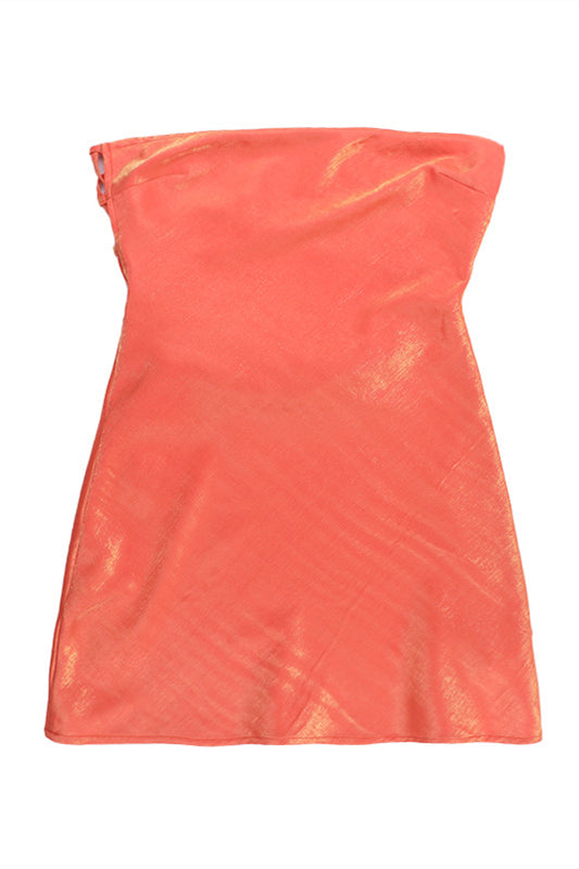 
                      
                        Strapless Orange Lace-up Back Short Dress
                      
                    