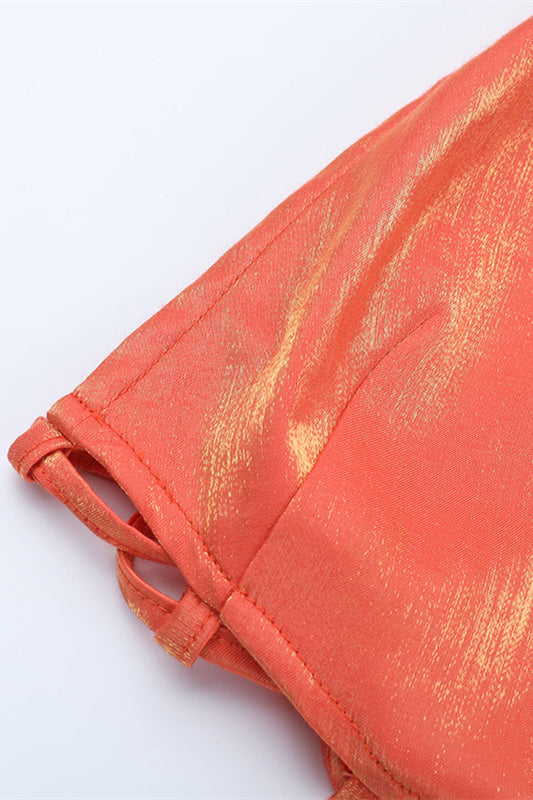 
                      
                        Strapless Orange Lace-up Back Short Dress
                      
                    