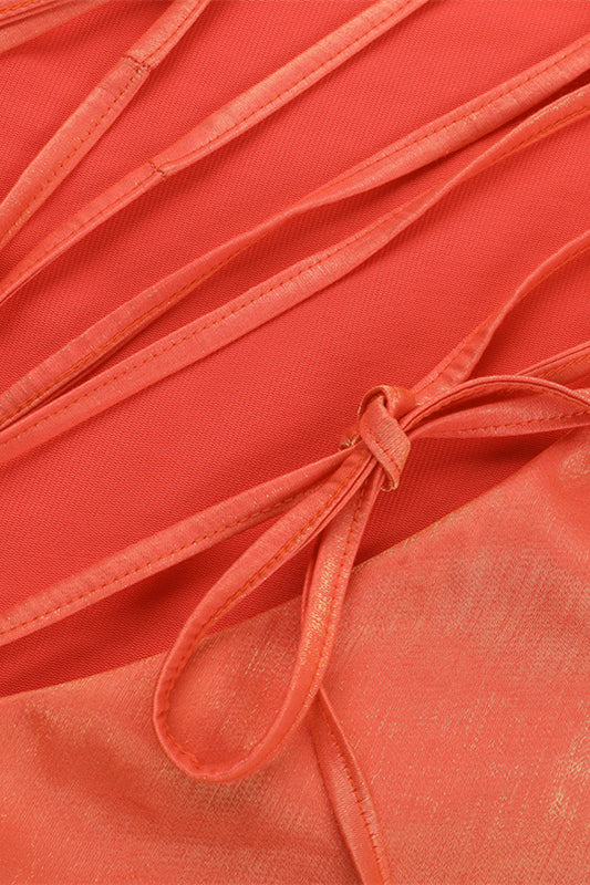 
                      
                        Strapless Orange Lace-up Back Short Dress
                      
                    