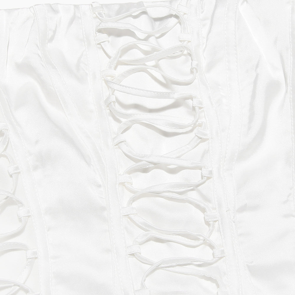 
                      
                        Strapless Orange Lace Up Chiffon Patchwork Short Dress
                      
                    