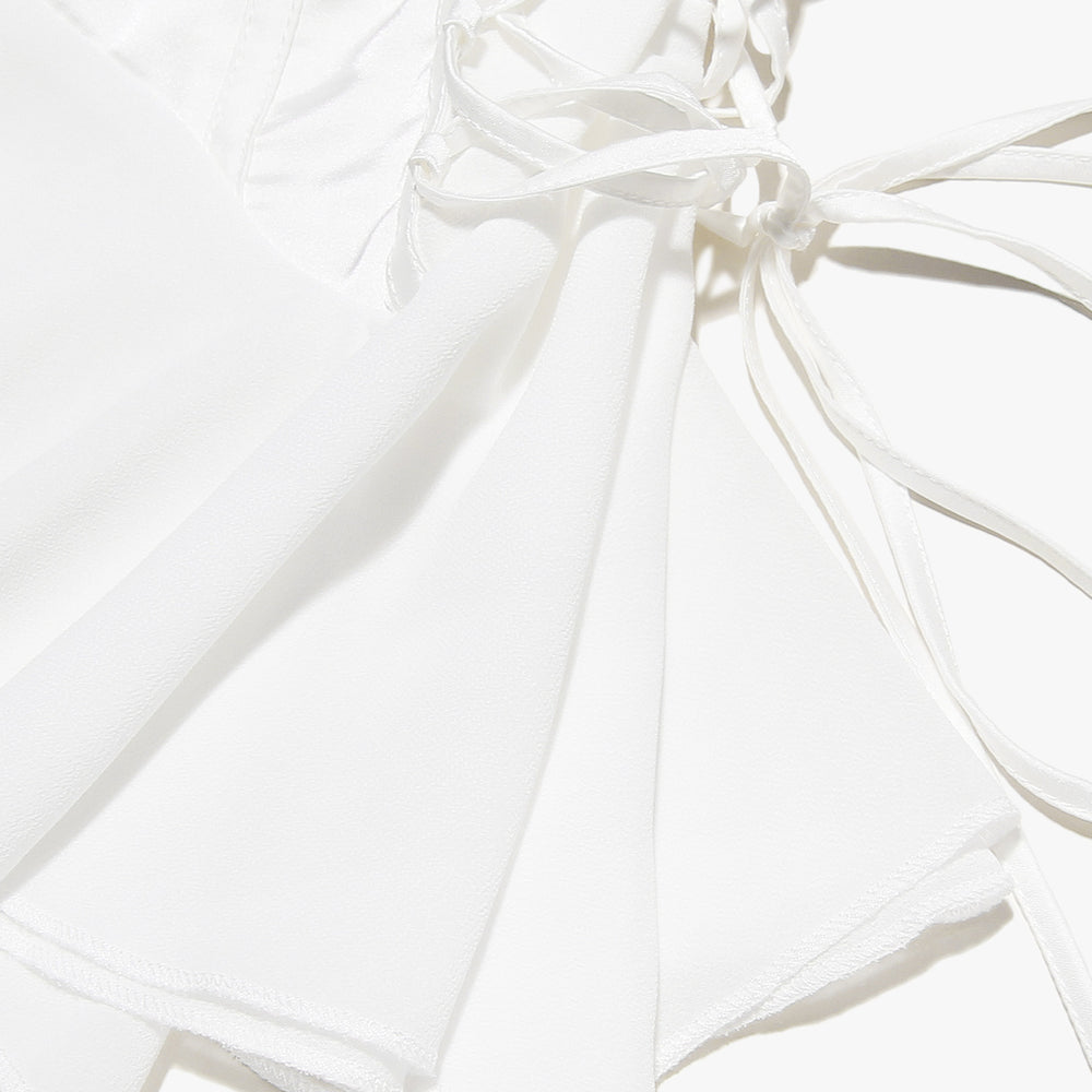 
                      
                        Strapless Orange Lace Up Chiffon Patchwork Short Dress
                      
                    