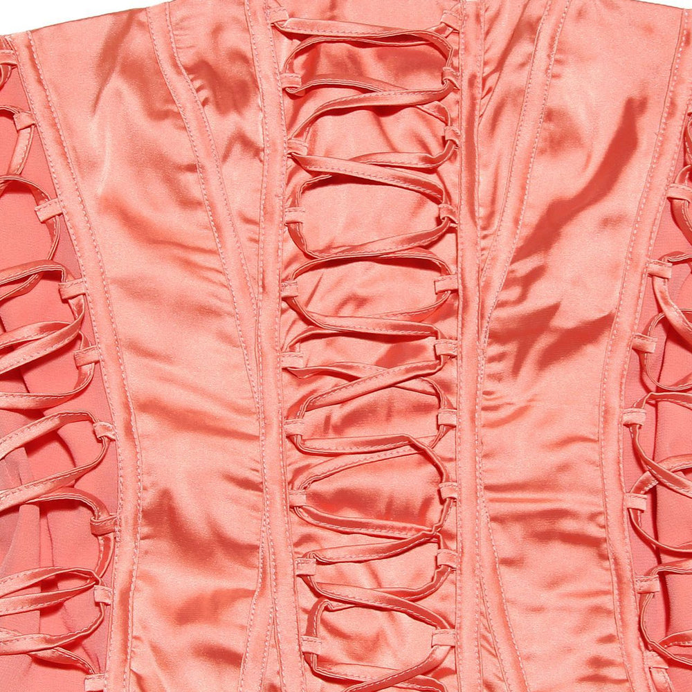 
                      
                        Strapless Orange Lace Up Chiffon Patchwork Short Dress
                      
                    