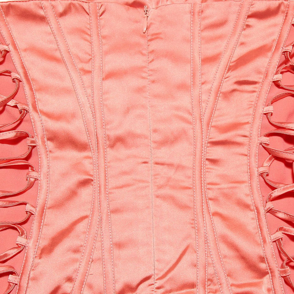 
                      
                        Strapless Orange Lace Up Chiffon Patchwork Short Dress
                      
                    