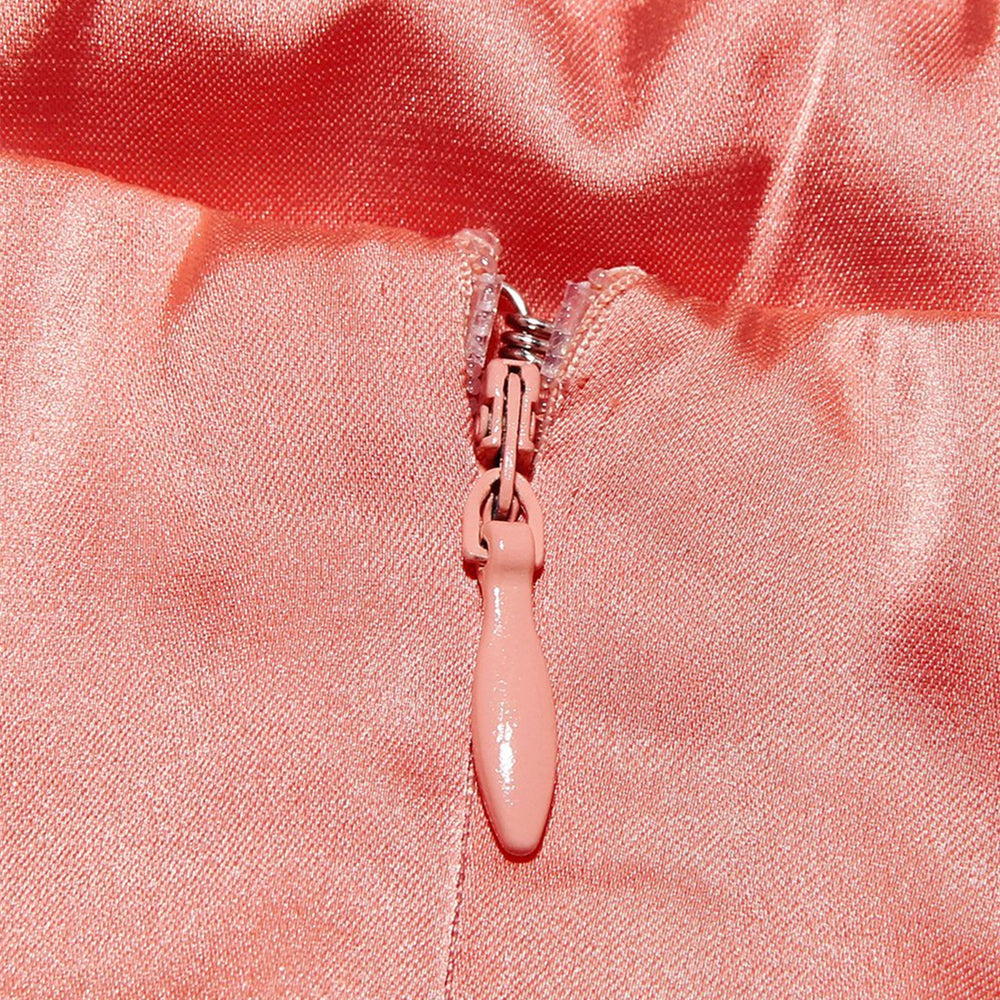 
                      
                        Strapless Orange Lace Up Chiffon Patchwork Short Dress
                      
                    