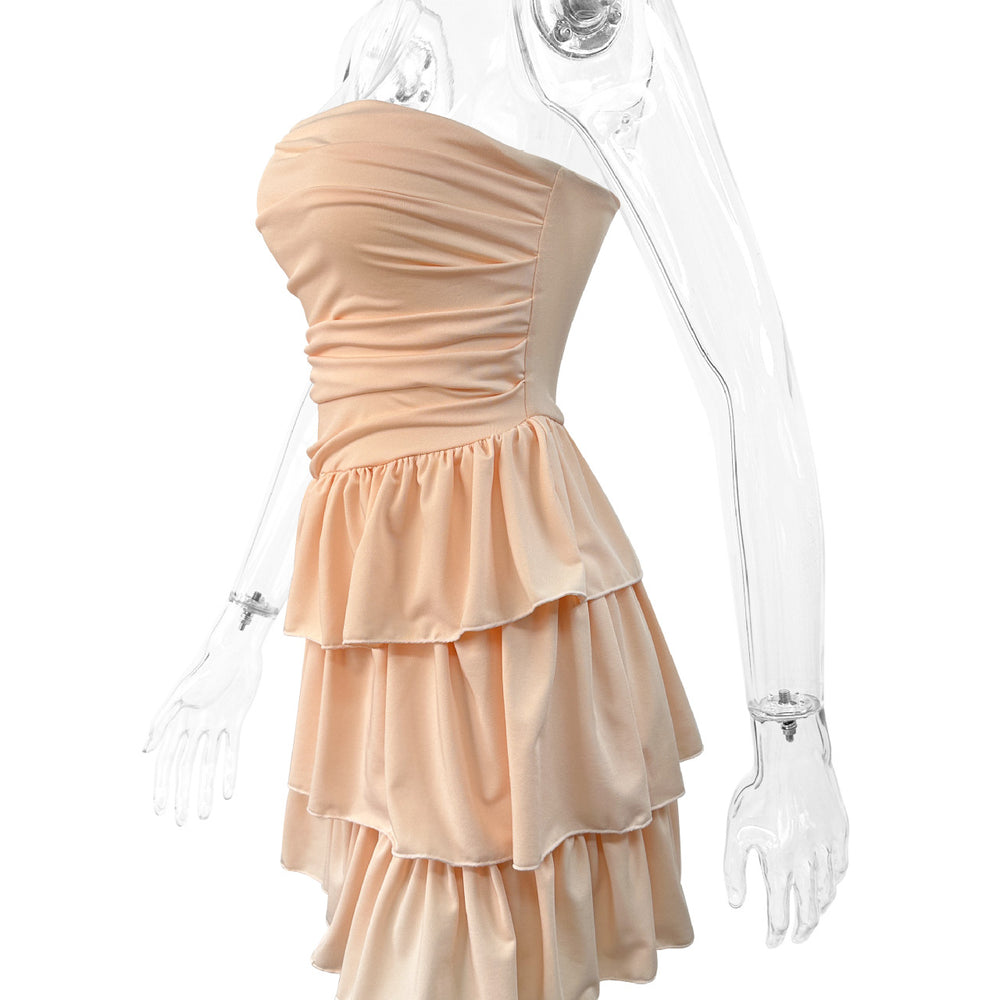 
                      
                        Strapless Orange Ruffle Tiered Short Dress
                      
                    