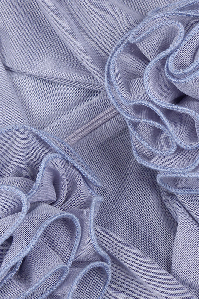 
                      
                        Strapless Periwinkle Rosette Long Dress with Keyhole
                      
                    