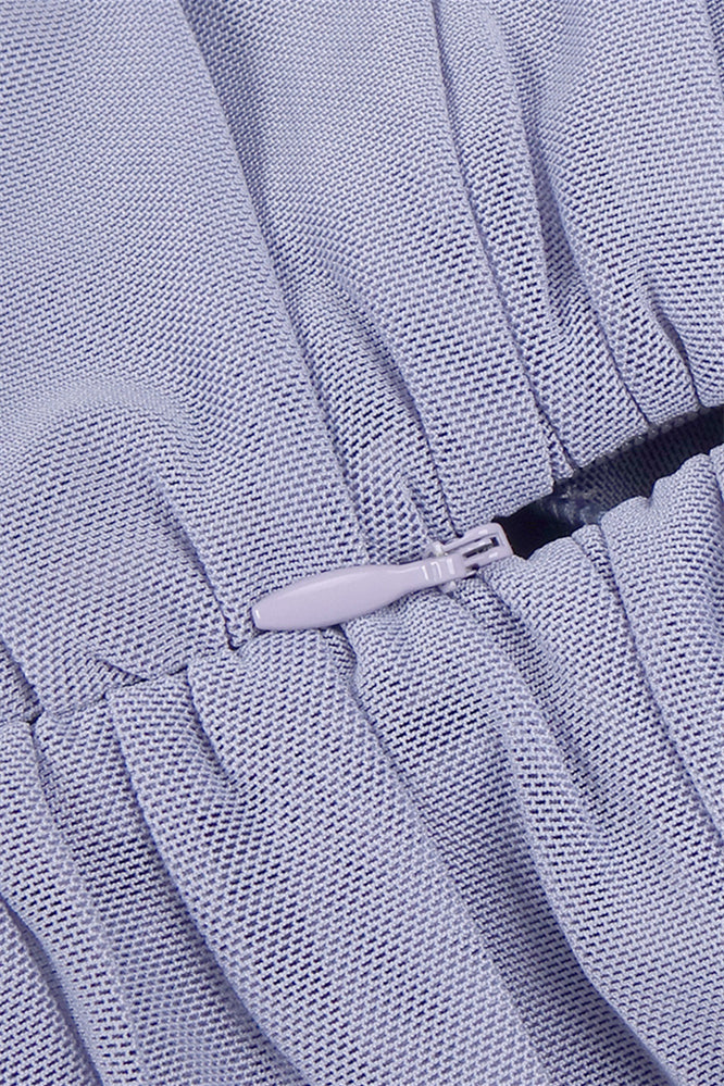 
                      
                        Strapless Periwinkle Rosette Long Dress with Keyhole
                      
                    